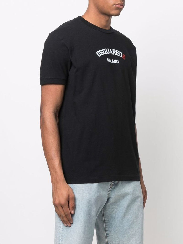 Black Logo Print Cotton T-shirt