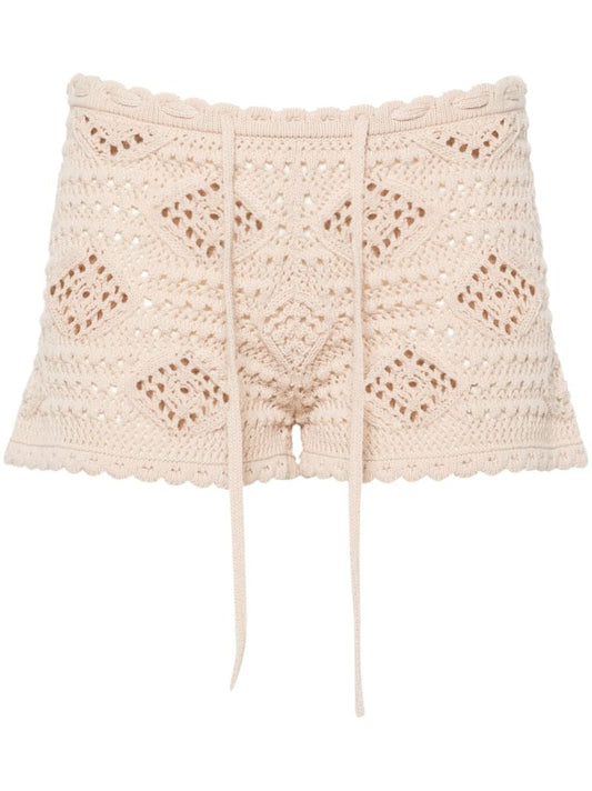 Natural Crochet Wool Shorts