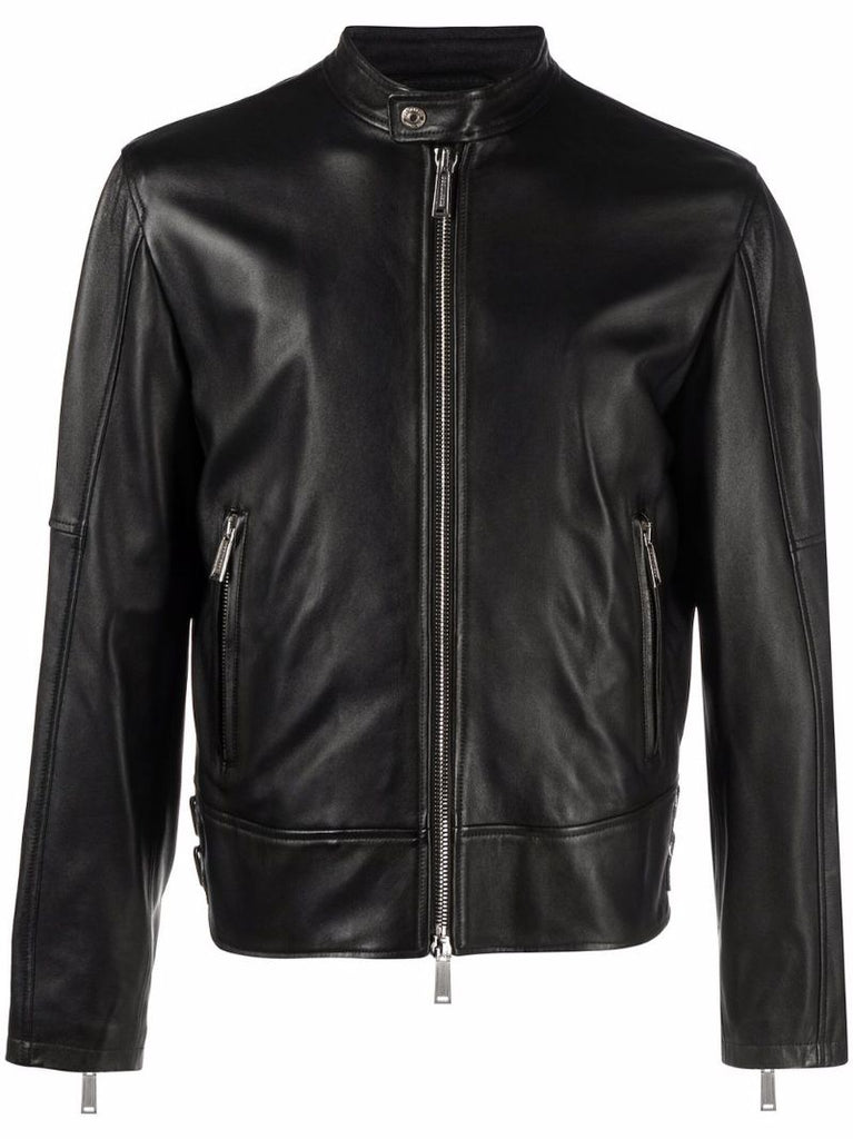 Black Leather Zip-up Jacket