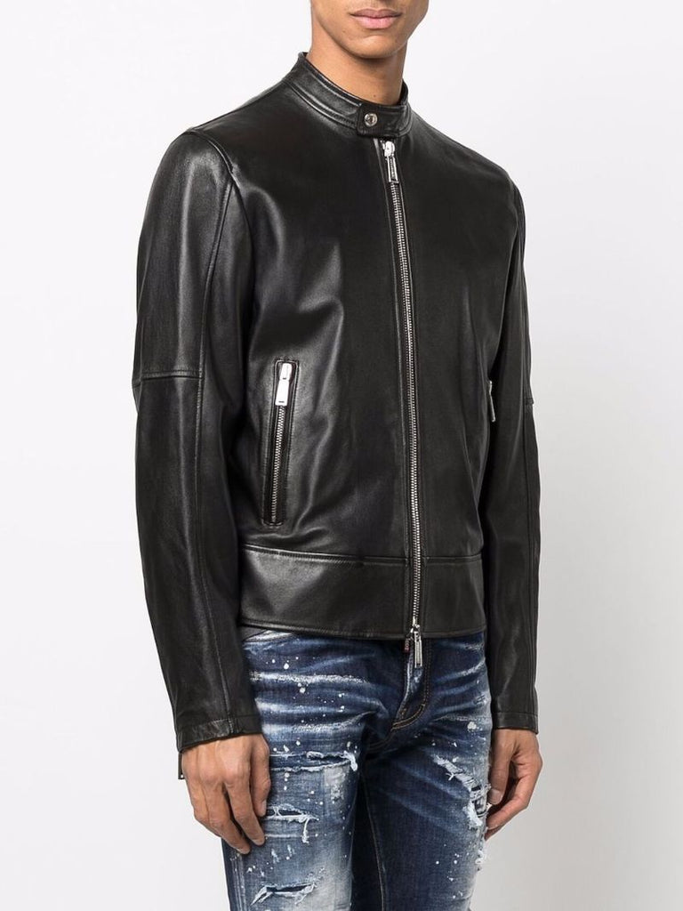 Black Leather Zip-up Jacket