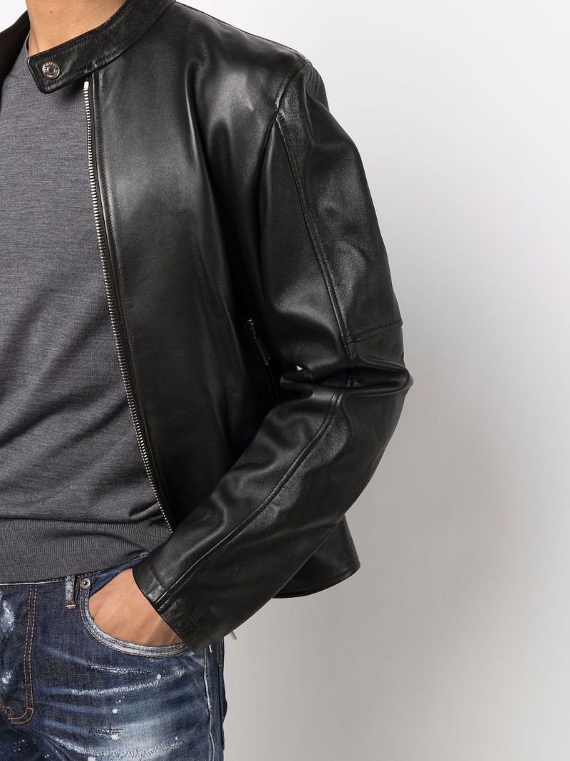 Black Leather Zip-up Jacket