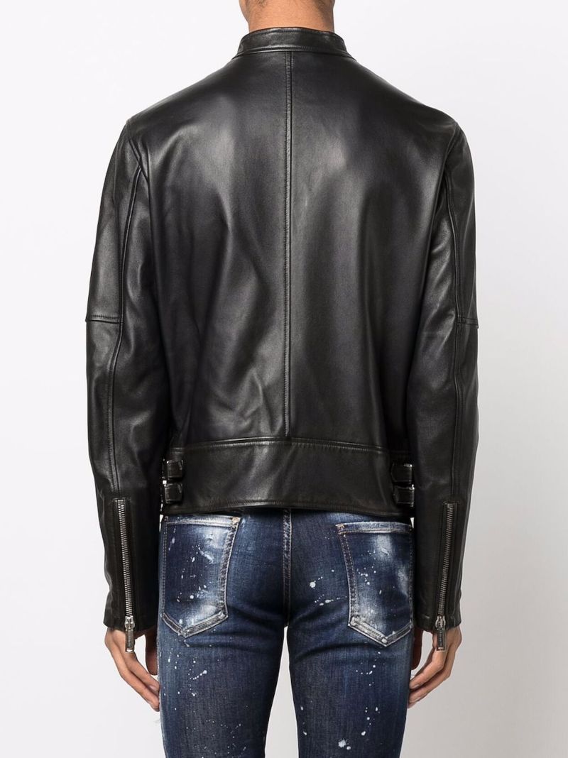 Black Leather Zip-up Jacket