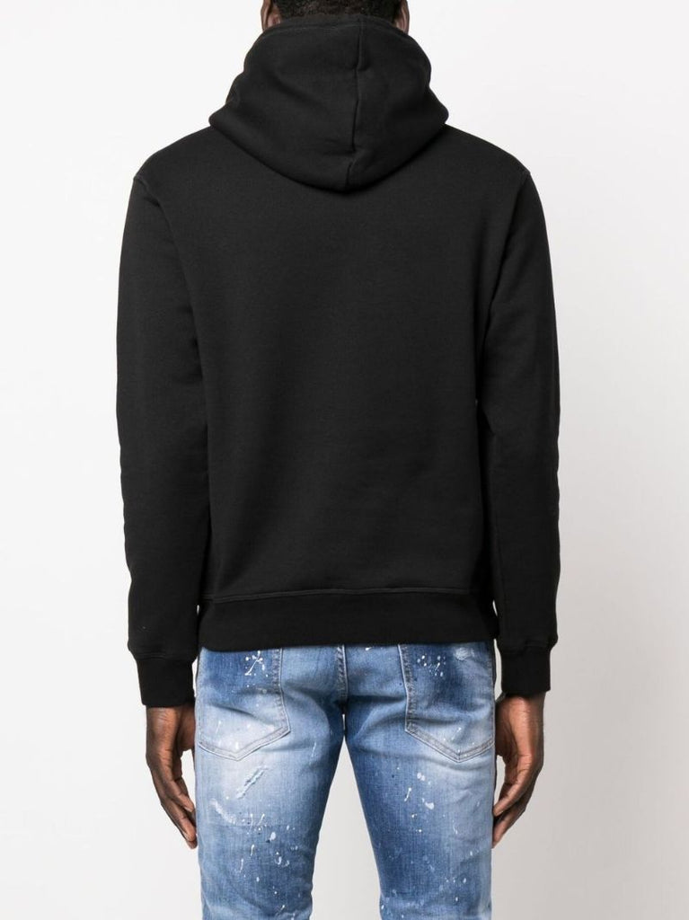 Black Logo Print Cotton Hoodie