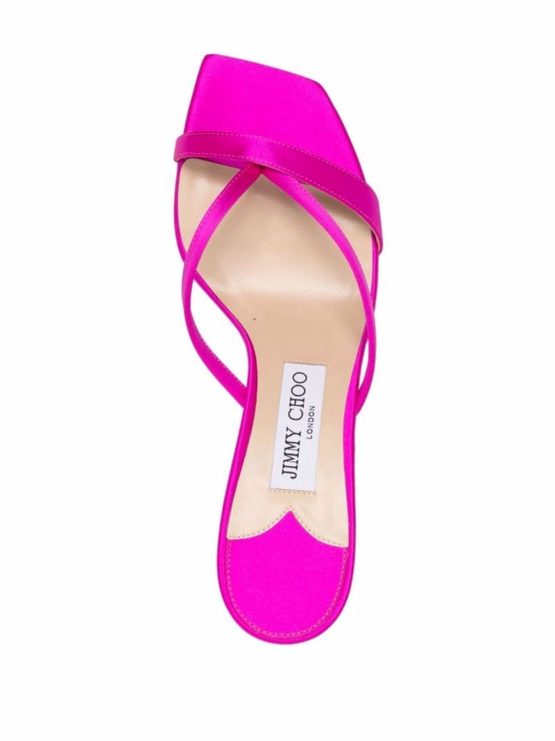 Pink Maelie 70 Satin-covered Leather Mules