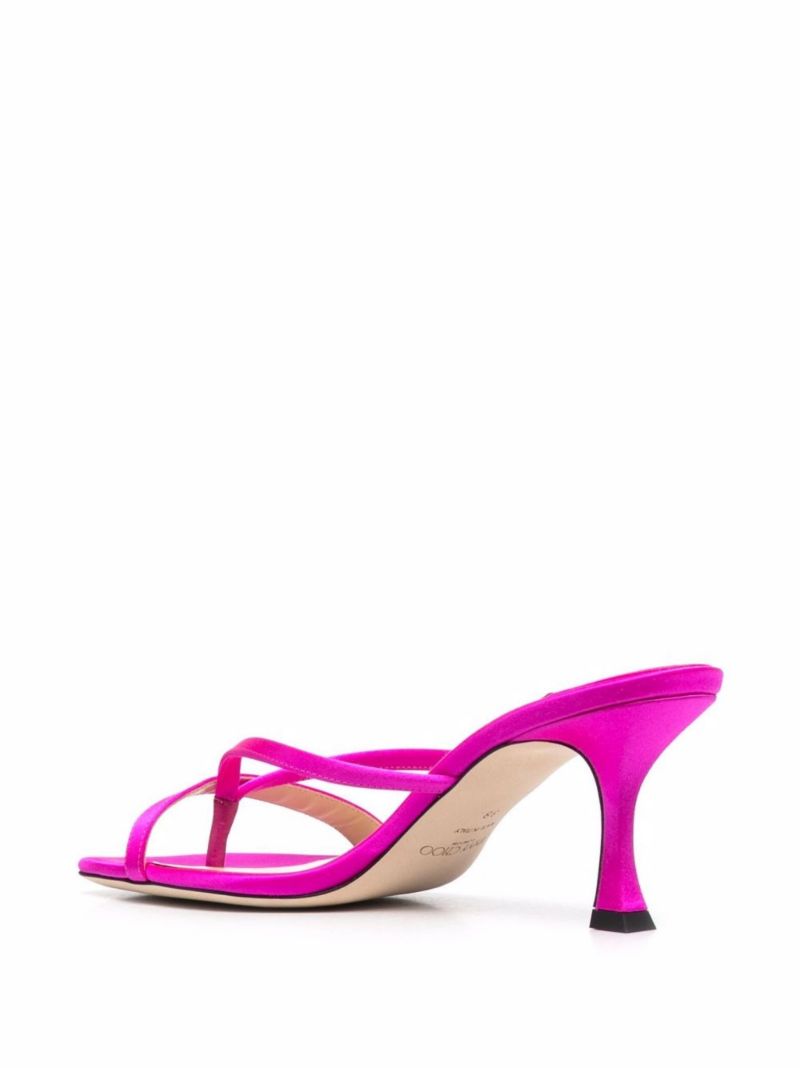 Pink Maelie 70 Satin-covered Leather Mules