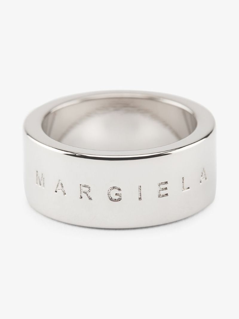 Silver Tone Logo Engraved Ring