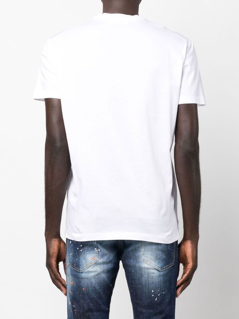 White Icon Cool Logo Print Cotton T-shirt