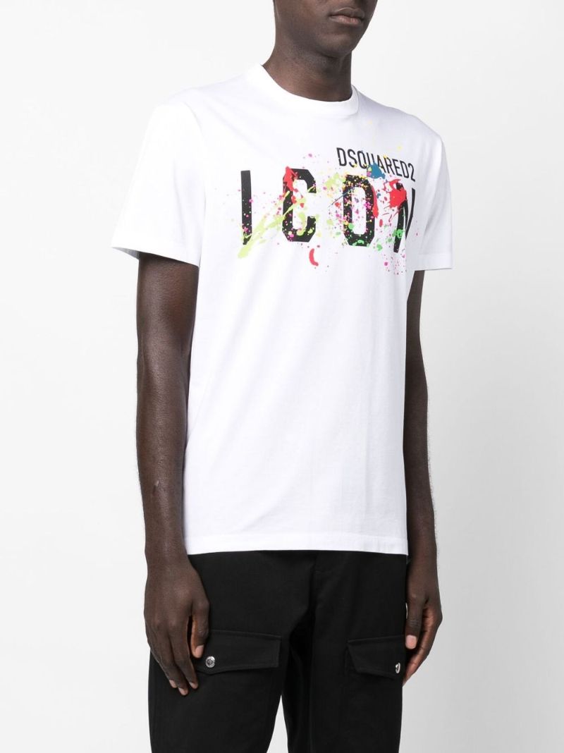 White Icon Splatter Print T-shirt