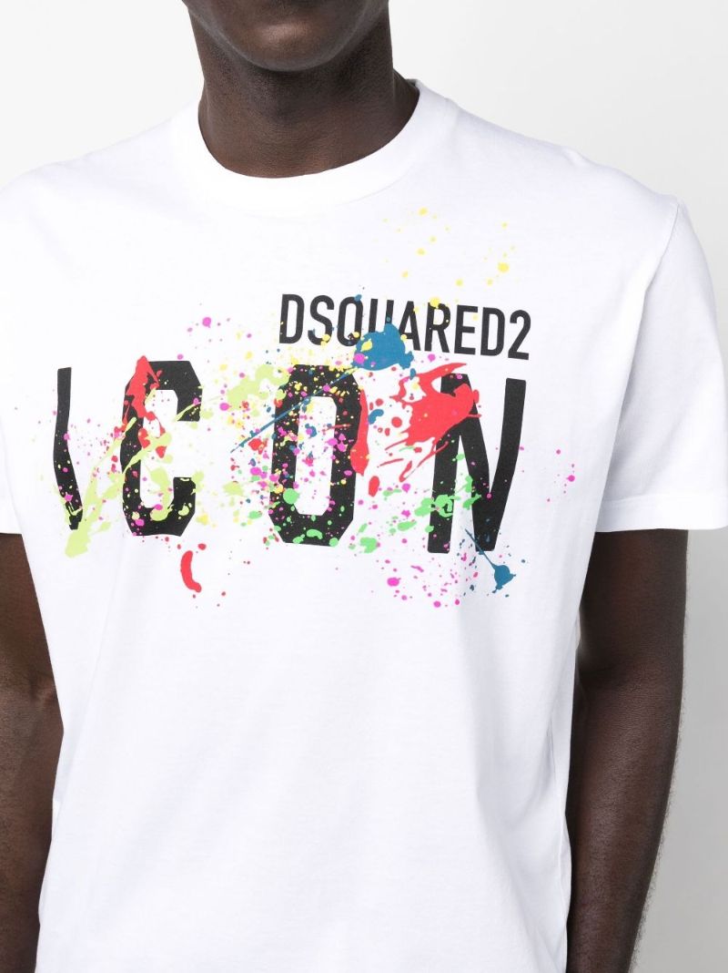White Icon Splatter Print T-shirt