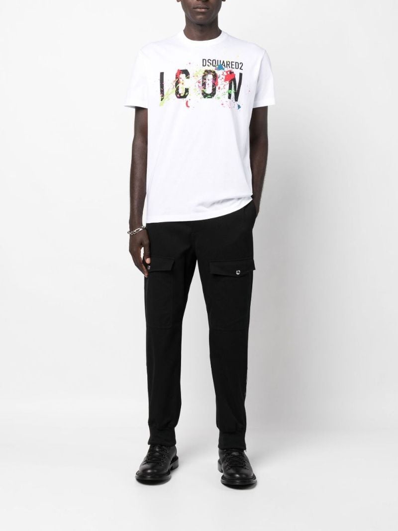 White Icon Splatter Print T-shirt