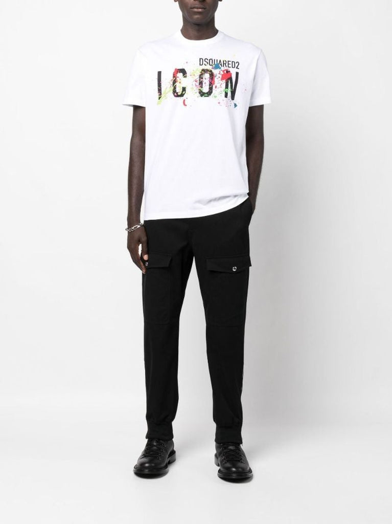 White Icon Splatter Print T-shirt