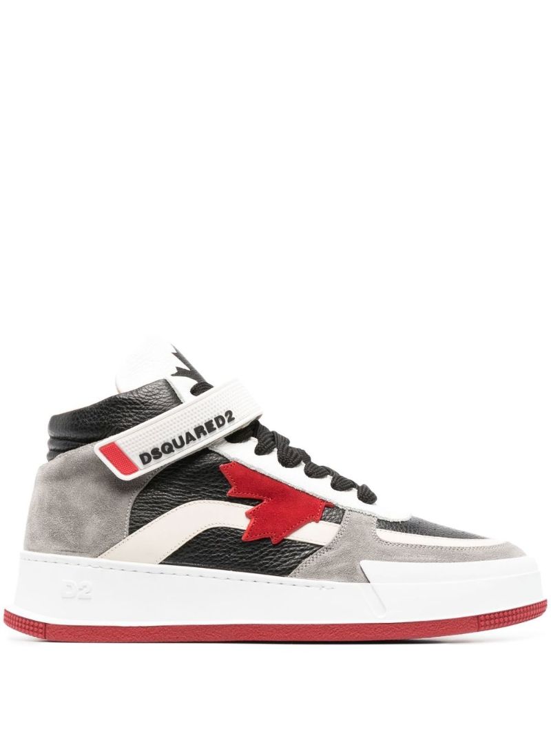 Grey Canadian Leather Hi-top Sneakers