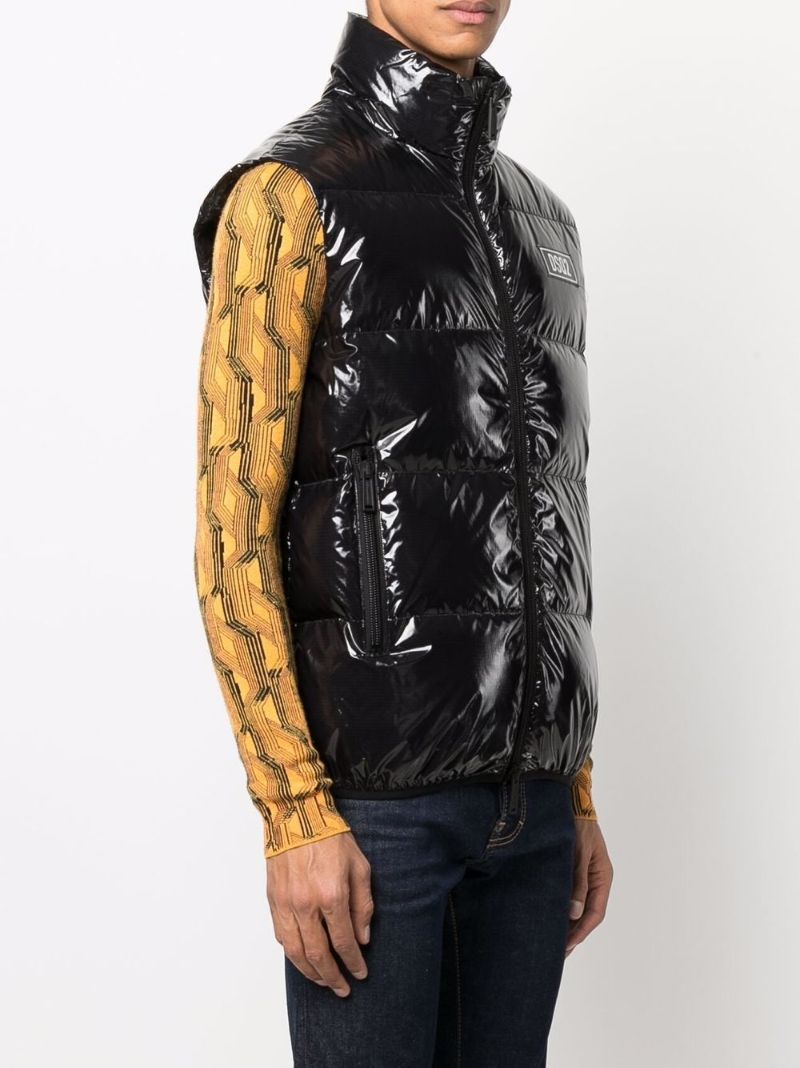 Black Quilted Down Padded Gilet