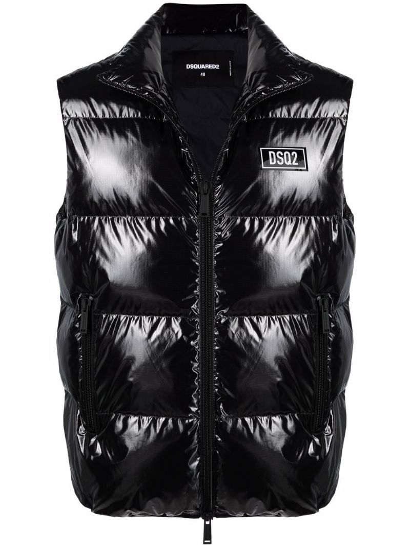Black Quilted Down Padded Gilet