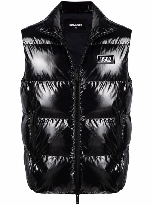 Black Quilted Down Padded Gilet