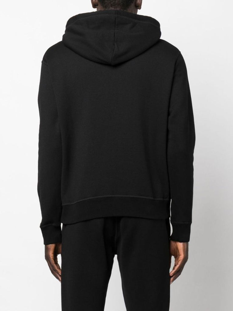 Black Splatter Print Cotton Hoodie