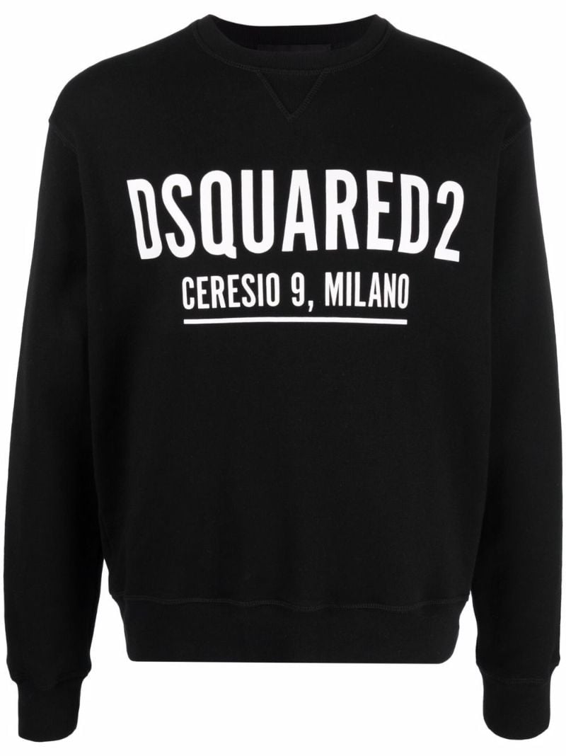 Black Logo Print Cotton Sweatshirt