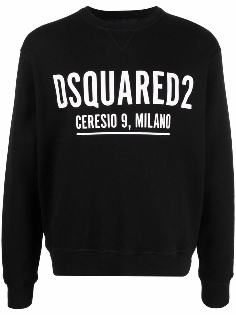 Black Logo Print Cotton Sweatshirt