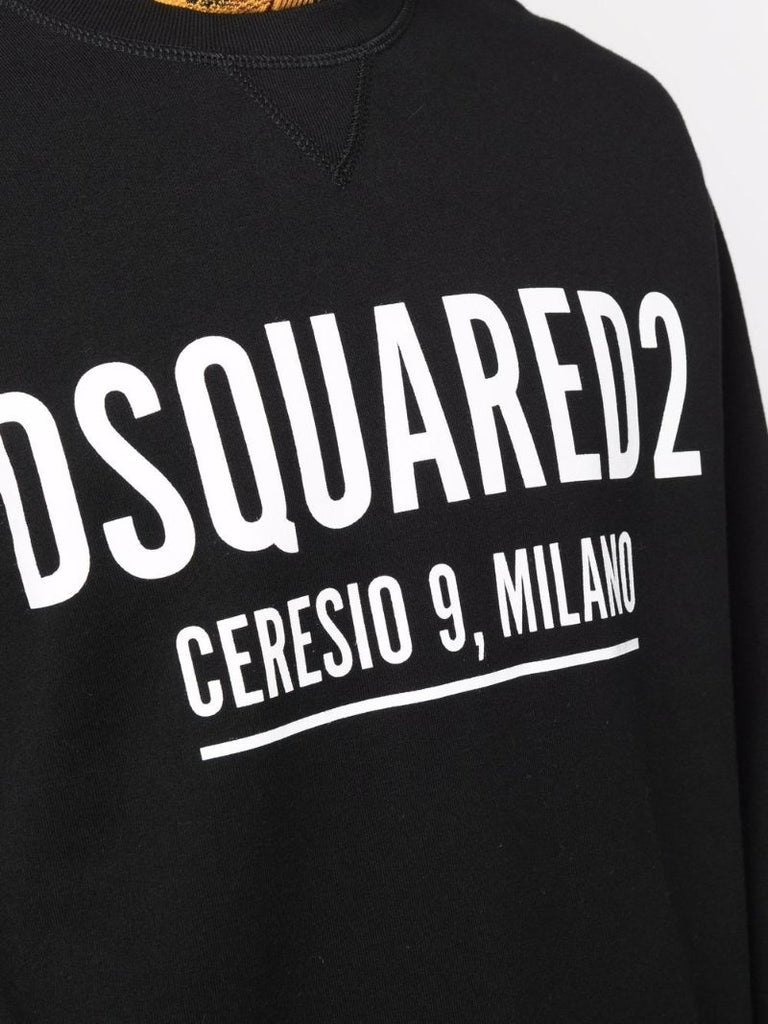 Black Logo Print Cotton Sweatshirt