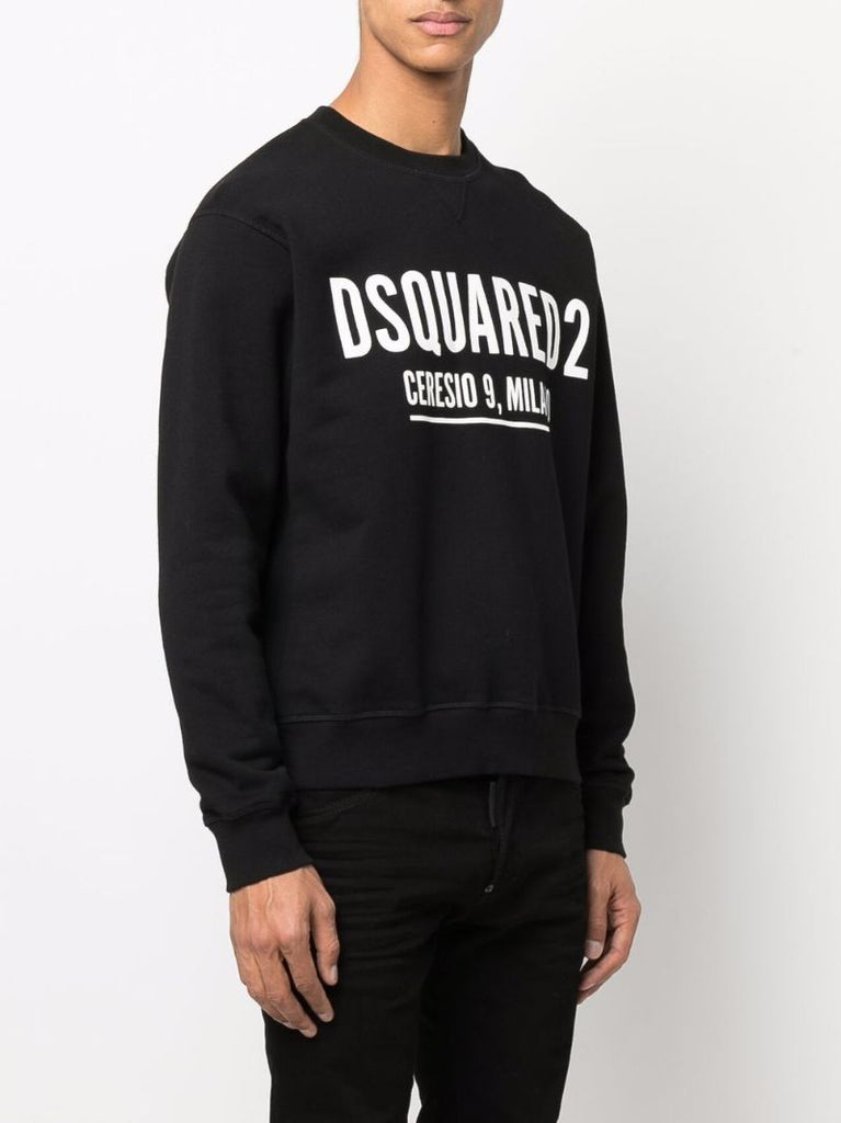 Black Logo Print Cotton Sweatshirt