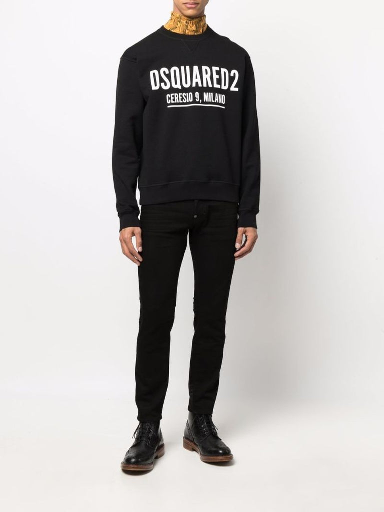Black Logo Print Cotton Sweatshirt