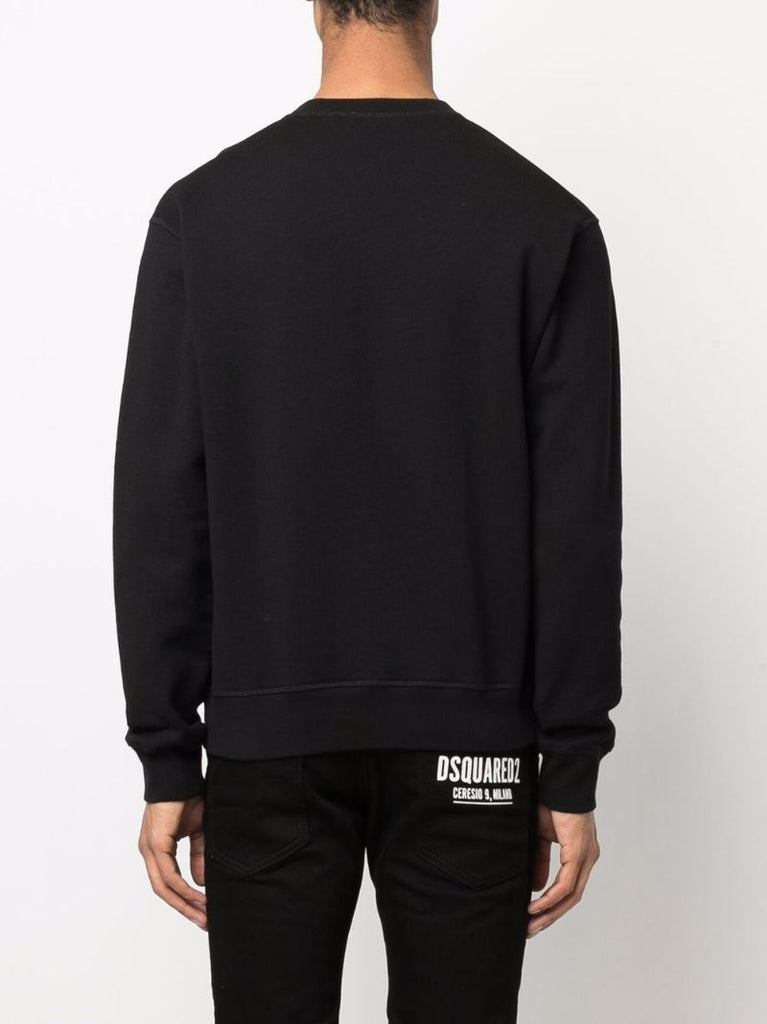 Black Logo Print Cotton Sweatshirt