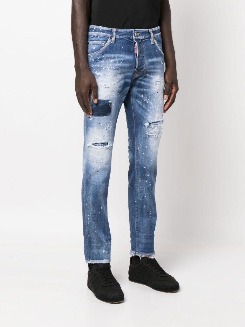 Blue Cool Guy Distressed Slim Leg Jeans