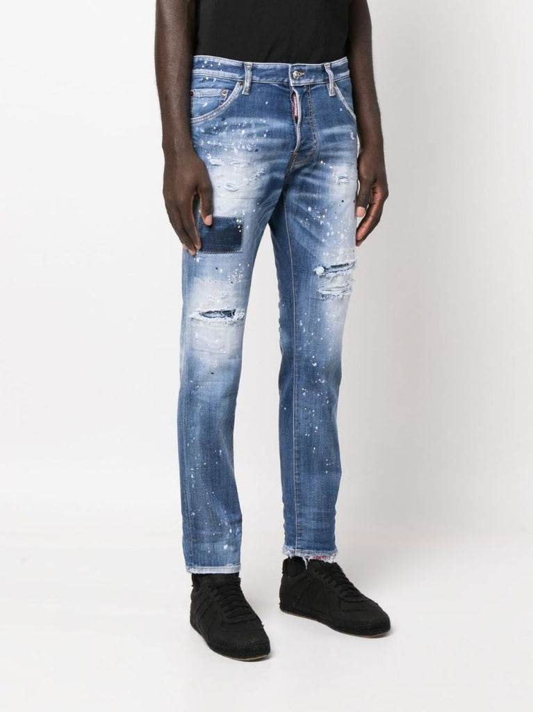 Blue Cool Guy Distressed Slim Leg Jeans