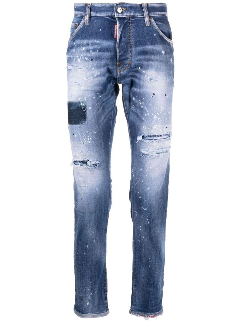 Blue Cool Guy Distressed Slim Leg Jeans