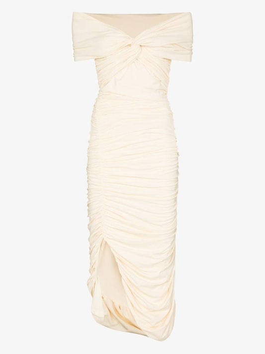 Spence Off-the-shoulder Ruched Midi Dress