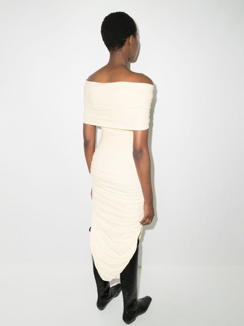 Spence Off-the-shoulder Ruched Midi Dress