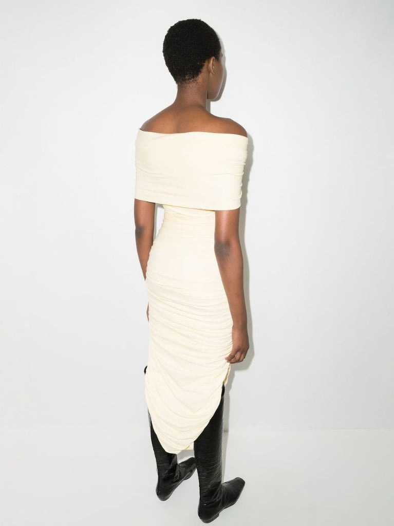 Spence Off-the-shoulder Ruched Midi Dress