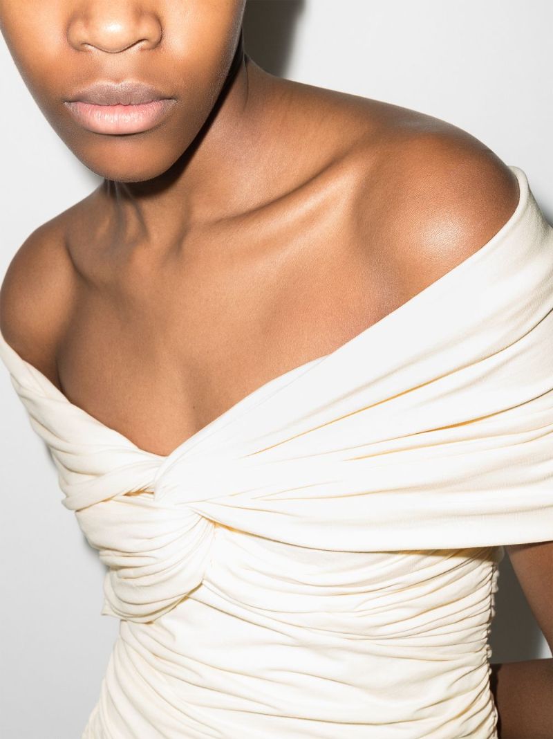 Spence Off-the-shoulder Ruched Midi Dress