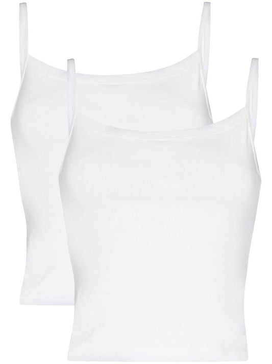 White Lapointe Cotton Tank Top Set