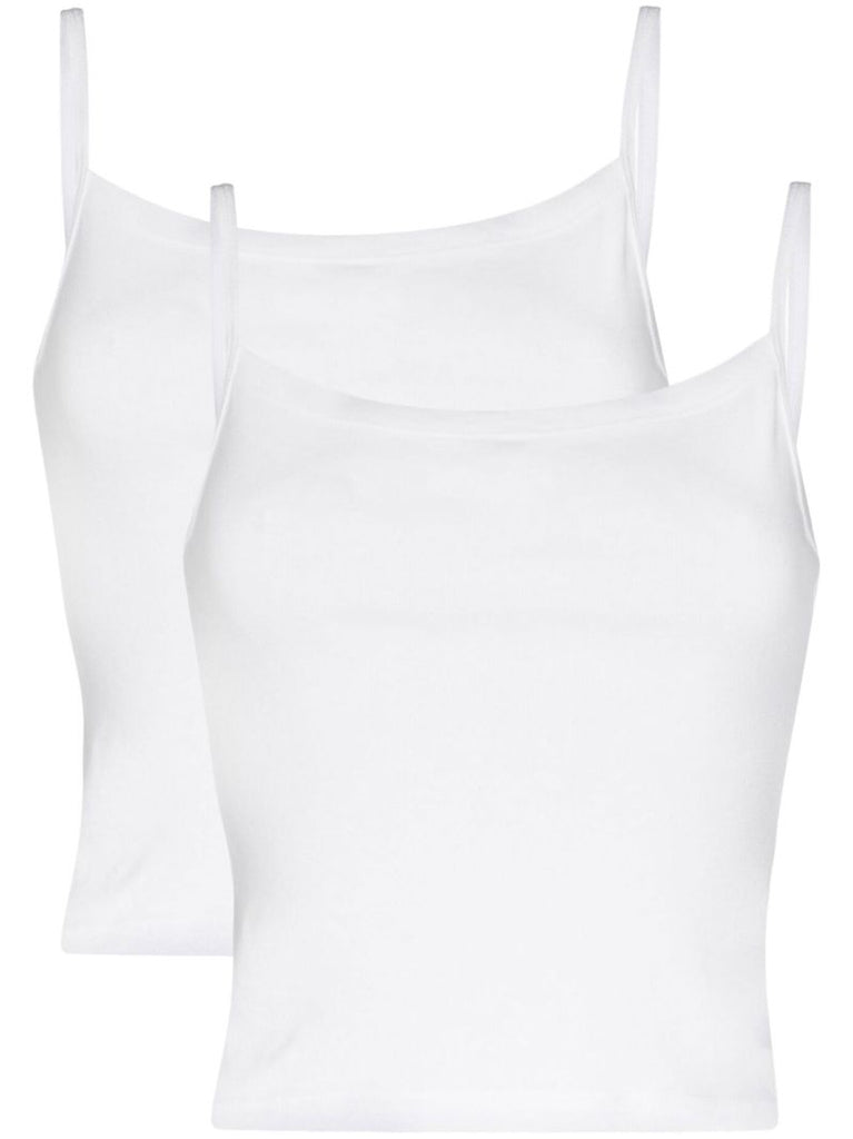 White Lapointe Cotton Tank Top Set