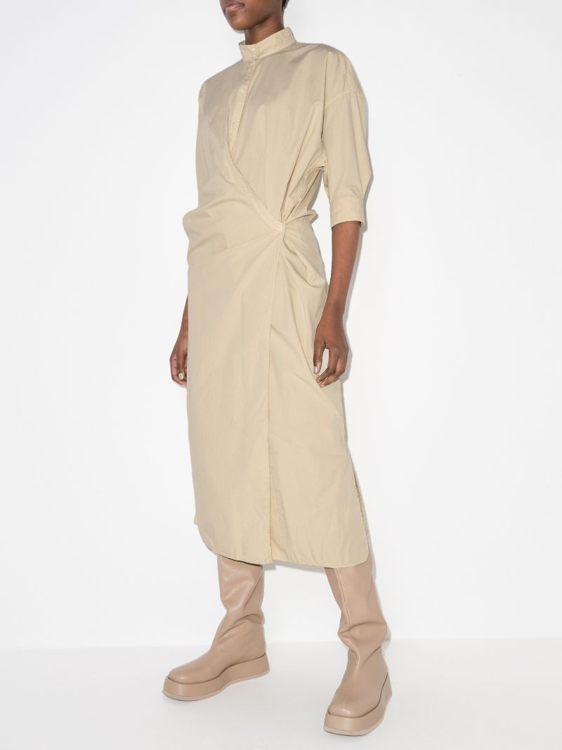 Twisted Cotton Poplin Midi Dress