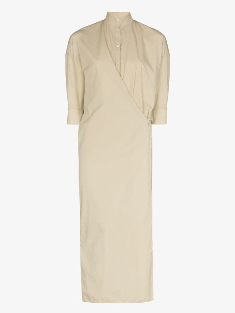 Twisted Cotton Poplin Midi Dress