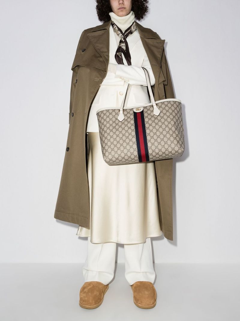 Neutral Ophidia Medium Gg Supreme Leather Tote Bag