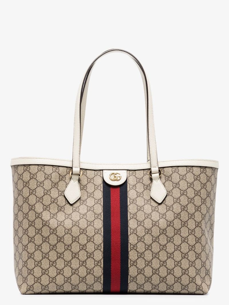Neutral Ophidia Medium Gg Supreme Leather Tote Bag