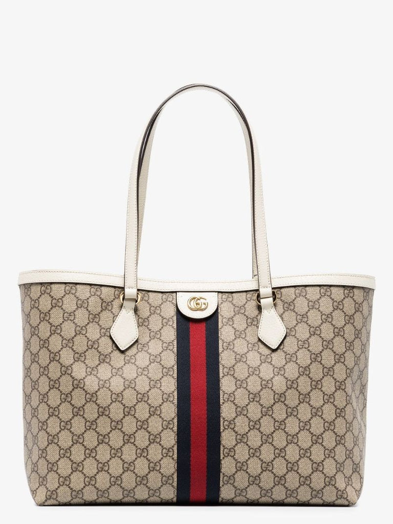 Neutral Ophidia Medium Gg Supreme Leather Tote Bag