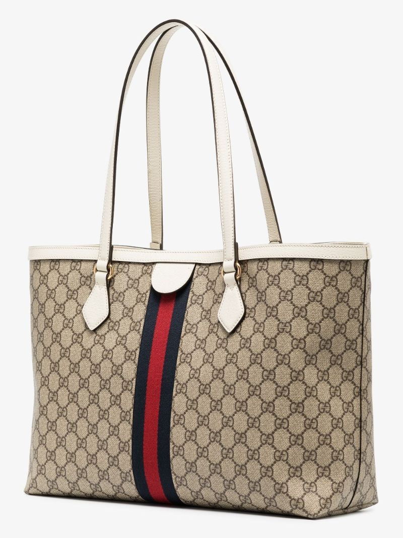 Neutral Ophidia Medium Gg Supreme Leather Tote Bag