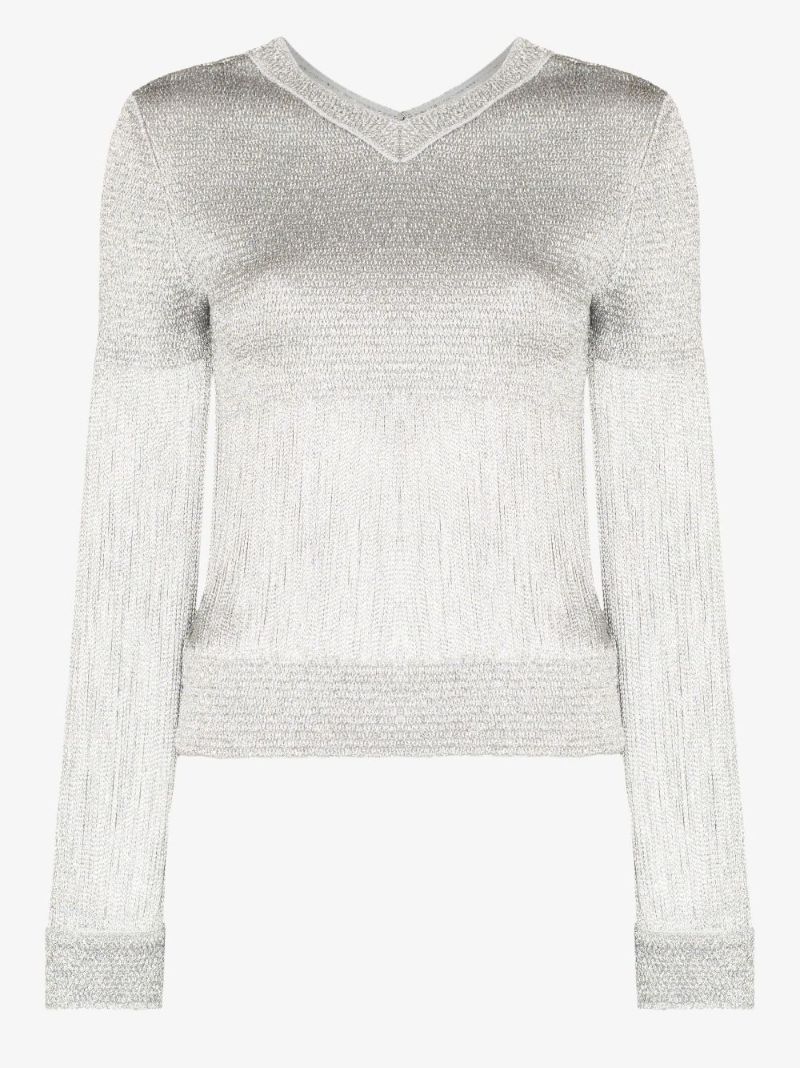 Metallic Fringed Sweater