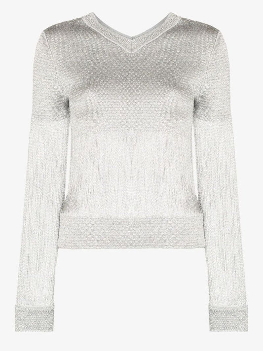 Metallic Fringed Sweater