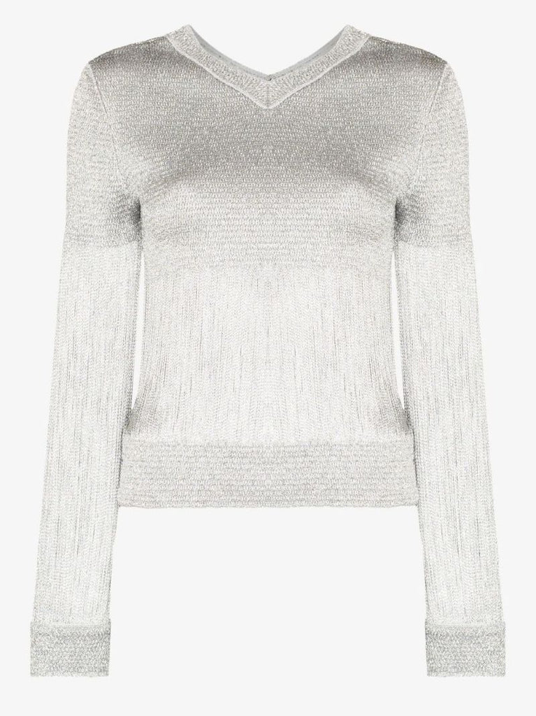 Metallic Fringed Sweater