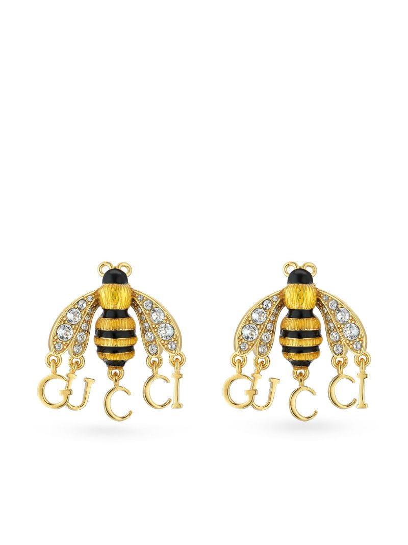 Gold-tone Logo Bee Drop Earrings