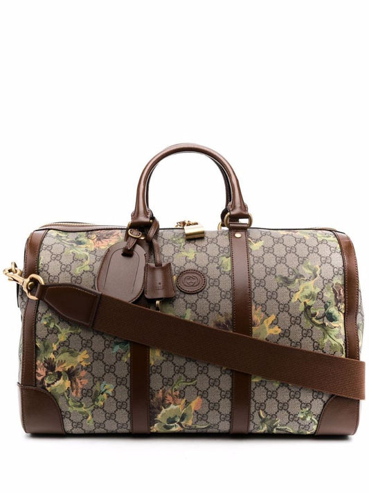 Neutral Gg Carnation Print Holdall Bag