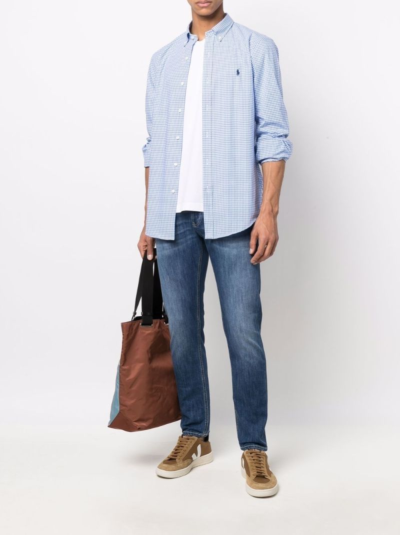 Blue Pony Embroidered Gingham Shirt