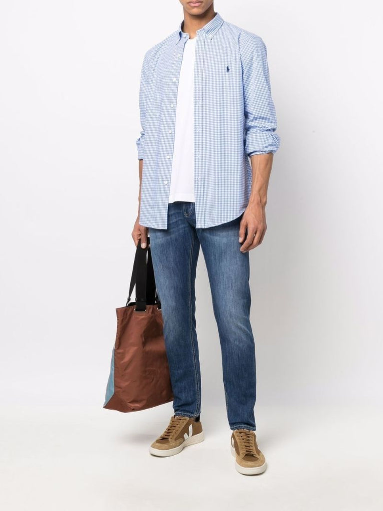 Blue Pony Embroidered Gingham Shirt