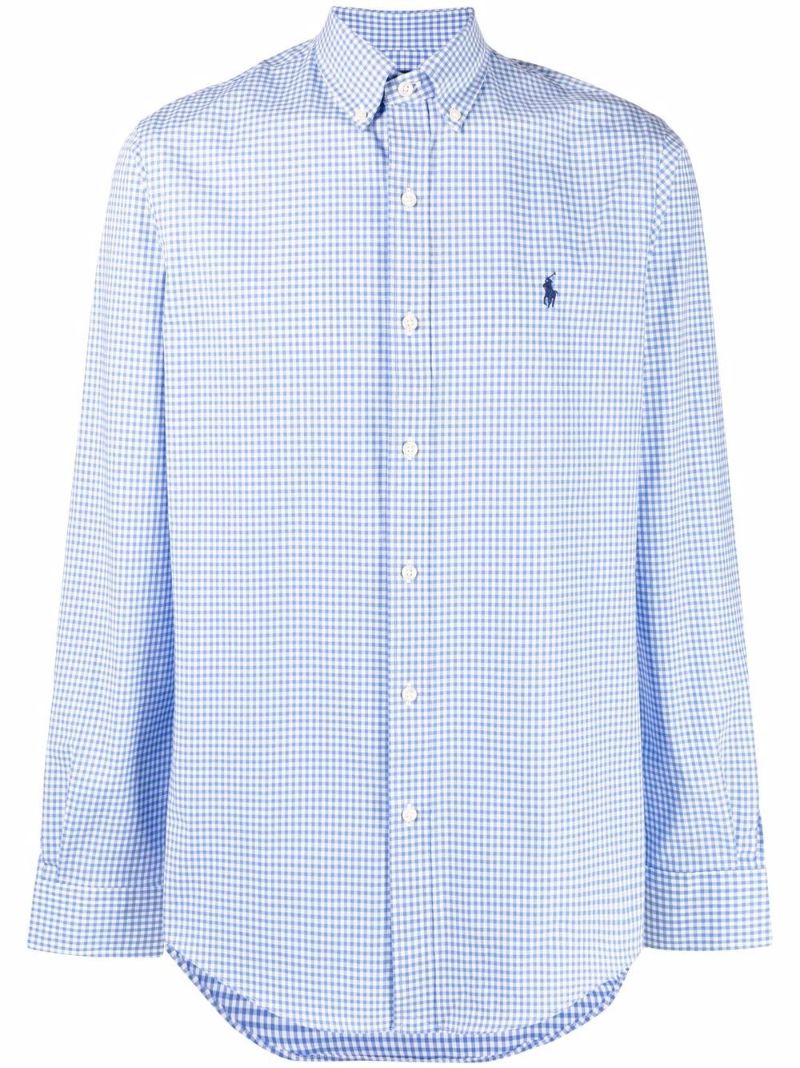 Blue Pony Embroidered Gingham Shirt