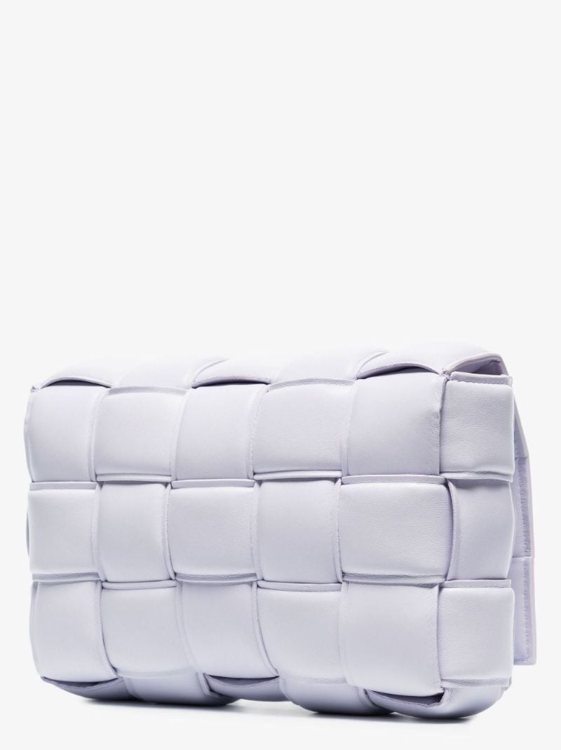 Purple Padded Cassette Leather Shoulder Bag